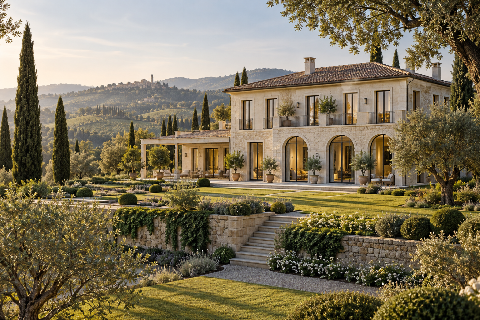 Villa di lusso immaginaria, immagine illustrativa generata con IA