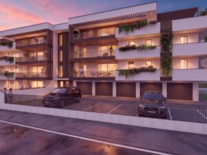Residenze Sunrise — facciata e garage (render)