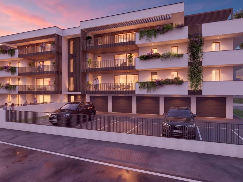 Residenze Sunrise — facciata e garage (render)