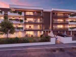 Residenze Sunrise — facciata e giardini (render)